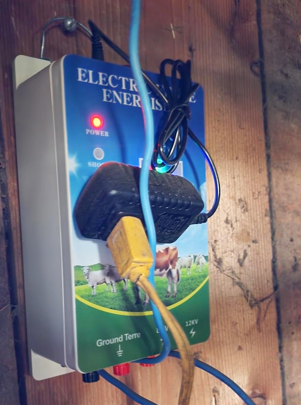 6 Mile Electronic Fence Charger, DC/AC/Solar Electric Fence Energizer, VQP 8KV 12KV 2J Output with LED Display for Large Wildlife Cattle Horses Goats Livestock Poultry Garden Orchard Ranch