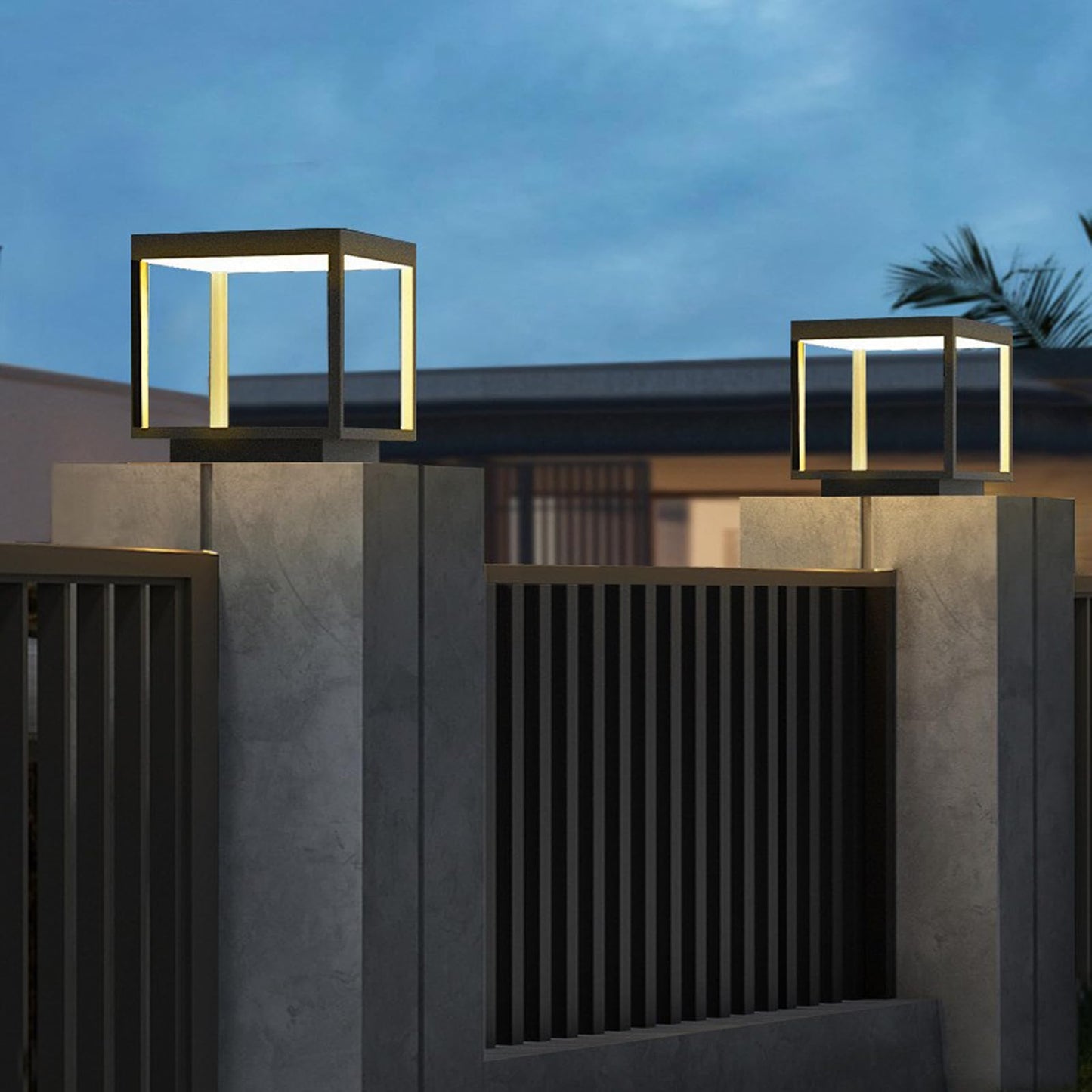 JHOTEC Solar Outdoor Post Lights,110V & 12V Voltage Can be Used Wired Lantern Column Lamp with E26 Base,Outdoor Column Lights,IP54 Waterproof,LED Post lamp,Deck Lights (Wiring, 16X16IN), Black