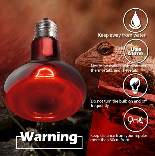 waazoorep Reptile Heat Lamp Bulbs 100W 2 Pack,Day and Night Infrared Basking Spot Heating Light Combo,UVA Heat Lamp Bulb for Reptile and Amphibians,Bearded Dragon, Lizard, Turtle