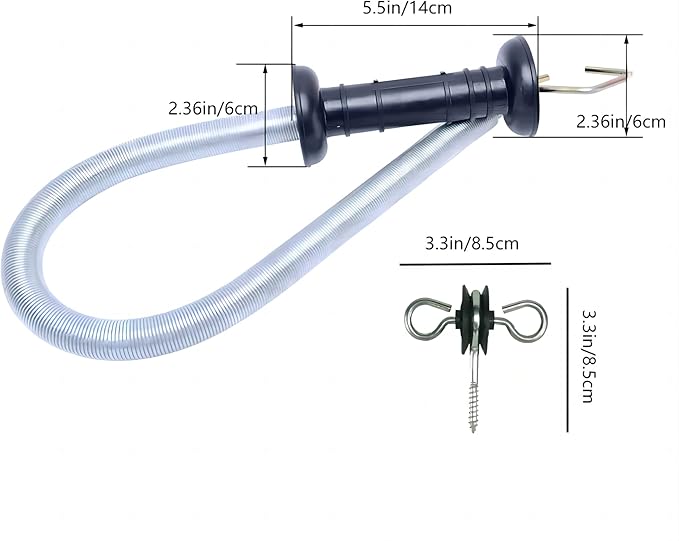16.4 ft 2-Set Electric Fence Gate Kit - Spring Loaded Handles with Tension Spring, 2-Way Anchors & Screw-in Insulators for Livestock Farm Ranch Fencing
