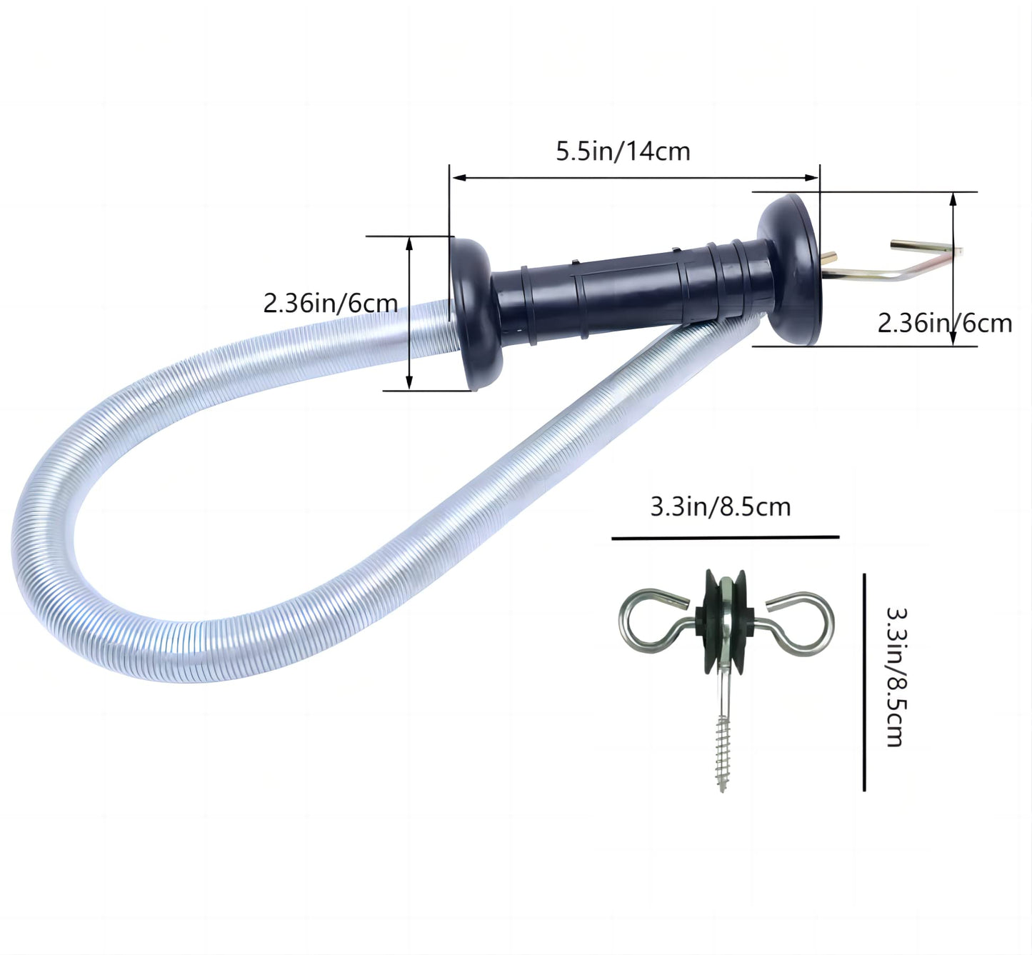 CYM-INSIST 16.4 ft 2-Set Electric Fence Gate Kit - Spring Loaded Handles with Tension Spring, 2-Way Anchors & Screw-in Insulators for Livestock Farm Ranch Fencing