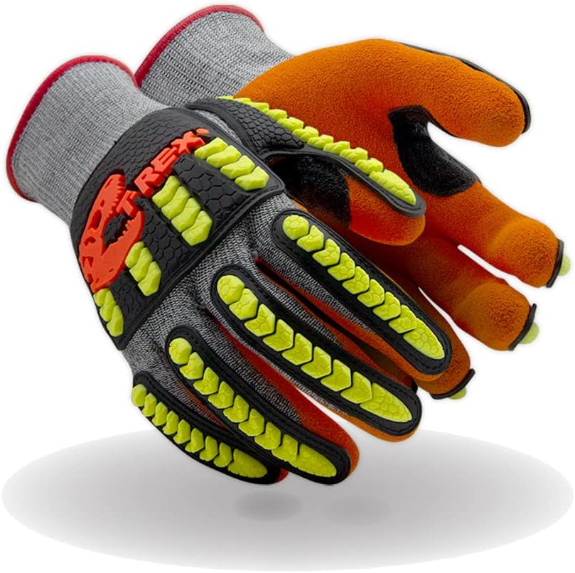 MAGID T-REX Flex Series TRX150 Economy Knit Impact Glove with NitriX Grip Technology Palm Coating–CutLevelA5 Size 6/XS(72 Pairs)