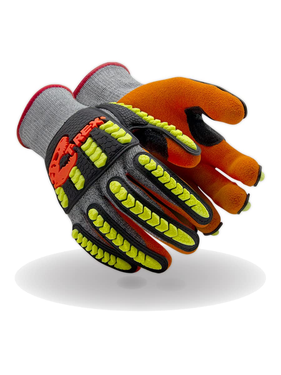 MAGID T-REX Flex Series TRX150 Economy Knit Impact Glove with NitriX Grip Technology Palm Coating–CutLevelA5 Size 6/XS(72 Pairs)