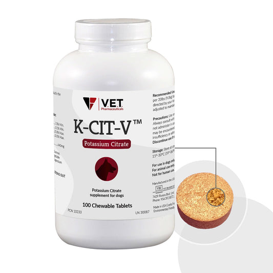 K-CIT-V Potassium Citrate Chewable Tablets for Dogs - 100 ct.