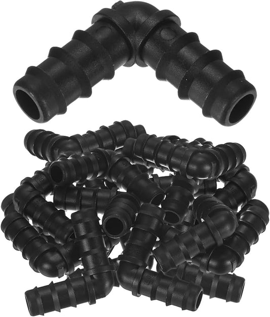 20-Pack Drip Irrigation Barbed Fittings, for 3/8 Inch Elbows Tubing Connector Plastic Coupling Irrigation Parts for Garden/Greenhouse/Aquarium/Flower Pot, Drip Pipe Accessories