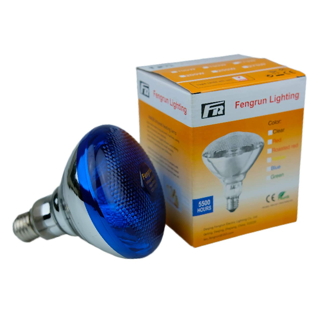 Fengrun Infrared Bulb Red Hard Explosion-Proof Glass Infrared Heat Lamp Bulb for Chicks, Chicken, Pet,Bathroom Warming Light Bulb (Blue-150w)