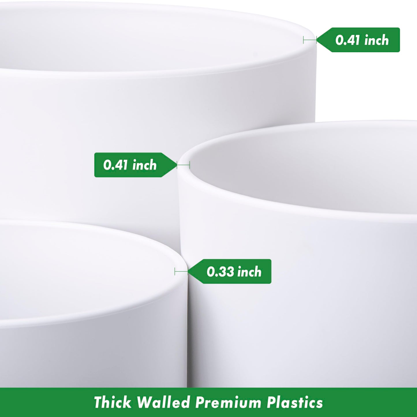 D'vine Dev 12 Inch 14 Inch 16 Inch, Set of 3 Plastic Planter Pots for Plants with Drainage Hole and Seamless Saucers, White Color, XXX-Large, 74-V-A-7