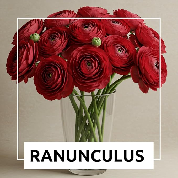 Ranunculus Flower Bulbs for Growing - Perennial Flowers with Extended Bloom Times - Ranunculus Corms for Planting (10 Red Corms)