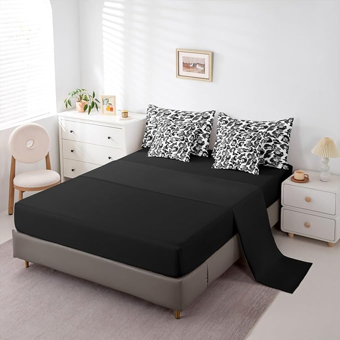 Feelyou Camo Comforter Set with Sheets 7 Piece Twin Size Camouflage Bedding Set for Kids Boys Girls Camo Monkey Bed in a Bag Hunting Room Decor Grey and Black Soft Lightweight Microfiber