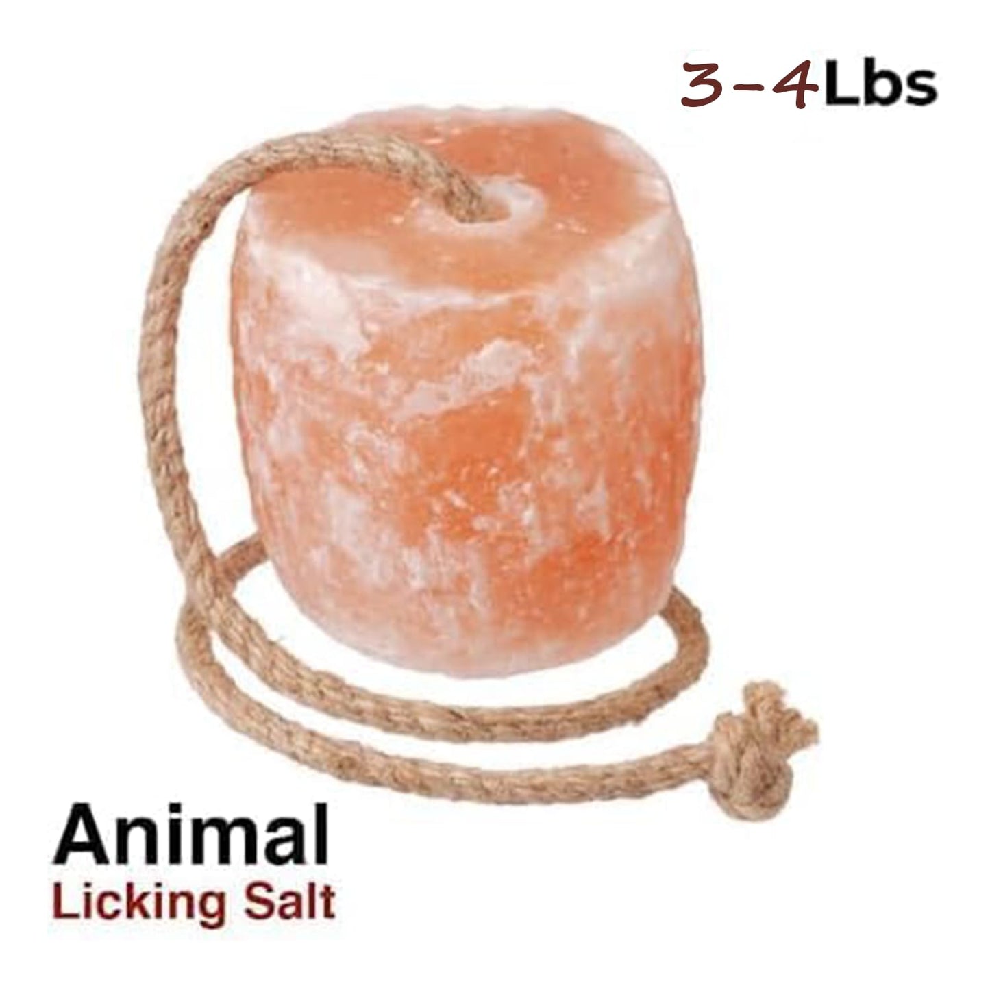 ZK Himalayan Salt Lick for Horses, Livestock– (3-4 lbs) Natural Mineral Salt Block for Goats, Cattle & Deer with Hanging Rope, Weather-Resistant and Great for Dear Hunting (Pack of 1)