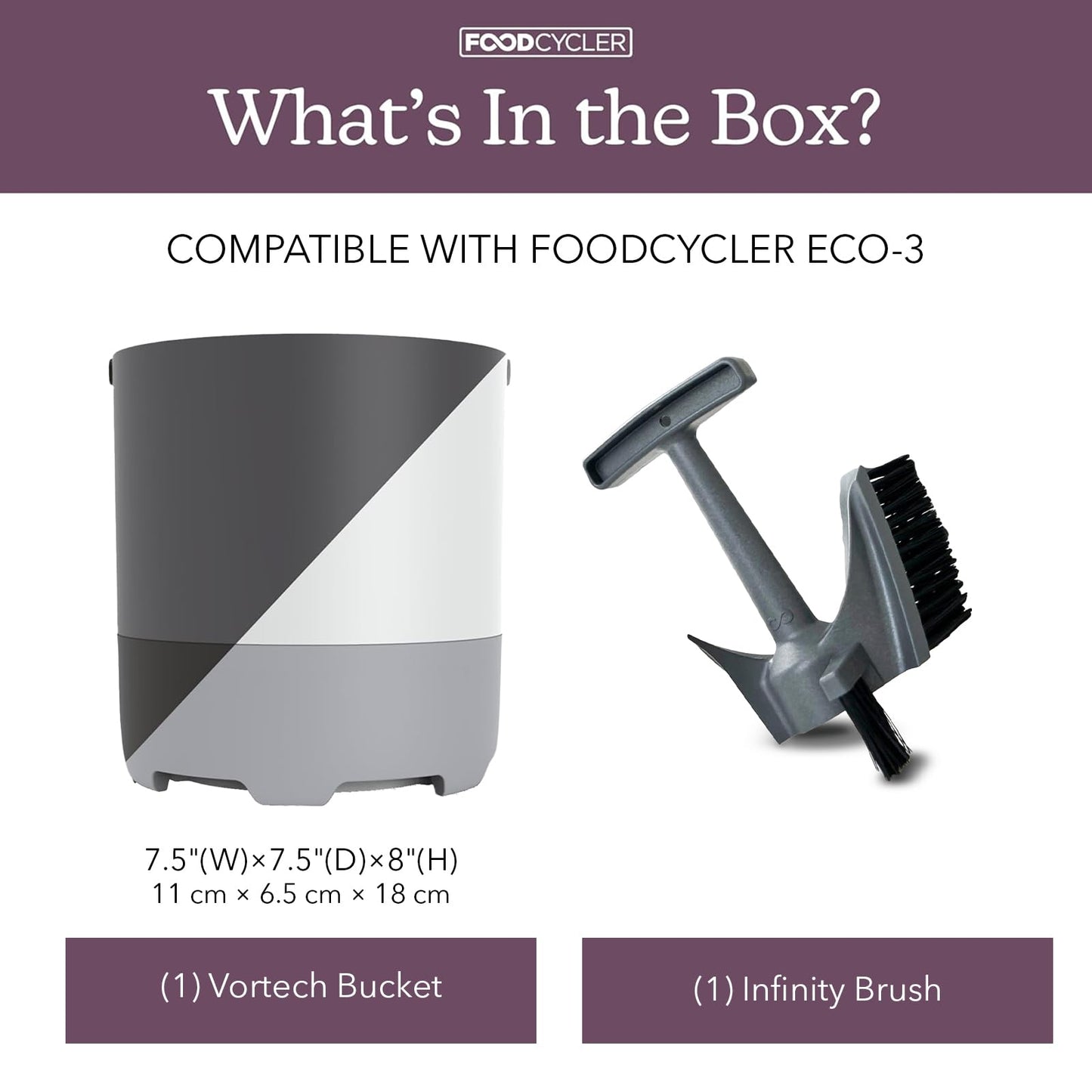 FoodCycler Eco 3 Home Food Processor and Recycler with Extra Bucket & Brush Pack – Efficient Electric Food Waste Disposer System for Home Use – 3L Bucket Capacity – Black