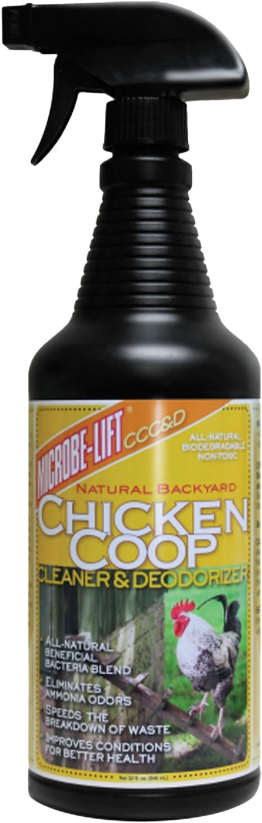 Microbe-Lift Chicken Coop Cleaner & Deodorizer – 32 oz Spray – Natural Formula for Chicken Waste & Bedding – Safe for Poultry & Surfaces – Fresh Maintenance for Backyard Coops