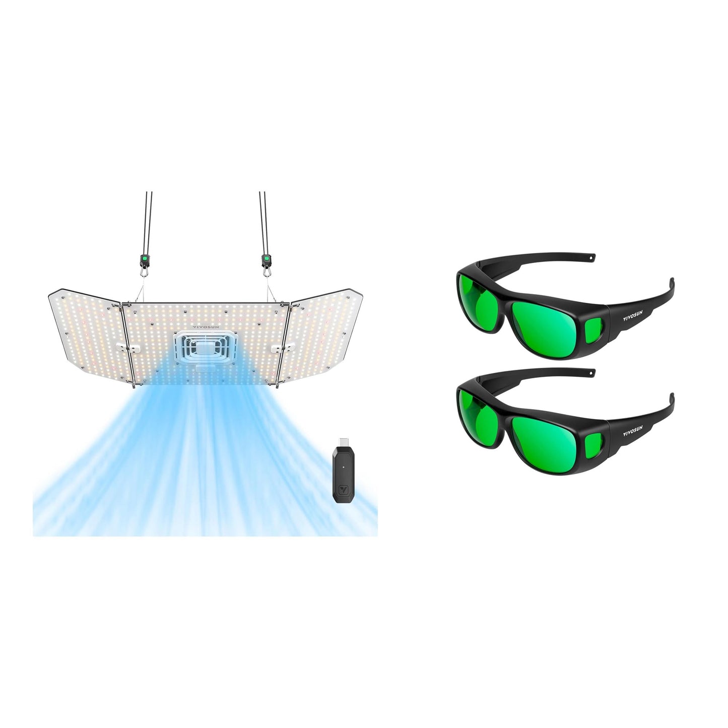 VIVOSUN AeroLight Wing AW200SE and 2-Pack Indoor Hydroponics LED Grow Room Glasses with Glasses Case