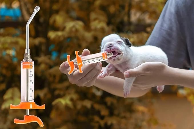 1 Pcs Goats Feed water filler, Drench Nozzle, Reusable, Adjustable Dosage, for Cattle, Sheep, Goats, Horse, Pig, Dog Supplies (Orange 10ml)