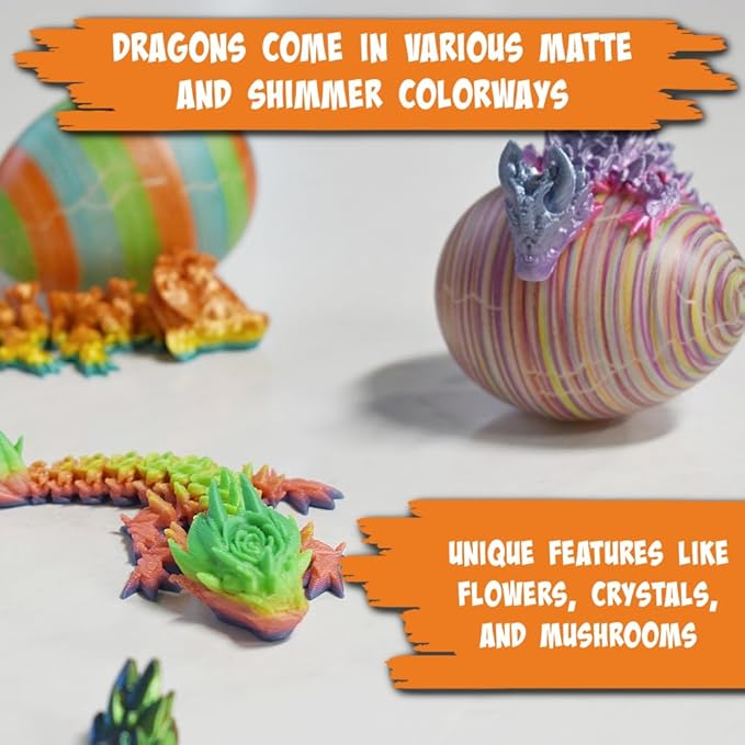 The Eggmazing Egg Decorator Dragon Egg Kit Arts and Crafts Set - Includes Egg Decorating Spinner, 6 Markers, and 2 Dragon Eggs with 3D Printed Dragons Inside | Ages 3 and Up