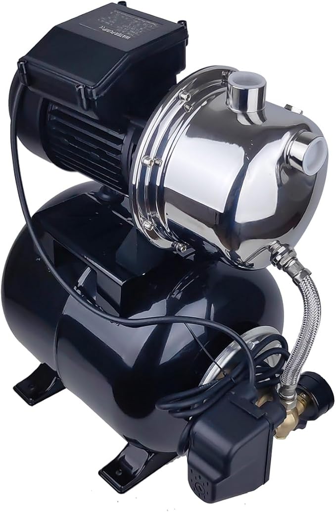 1.6HP Shallow Well Pump with Pressure Tank, 3400L/H, 110V,Stainless Steel Irrigation Jet Pump, 157.5F Centriffugal Pump, Automatic Water Booster Jet Pump for Home, Garden, Lawn
