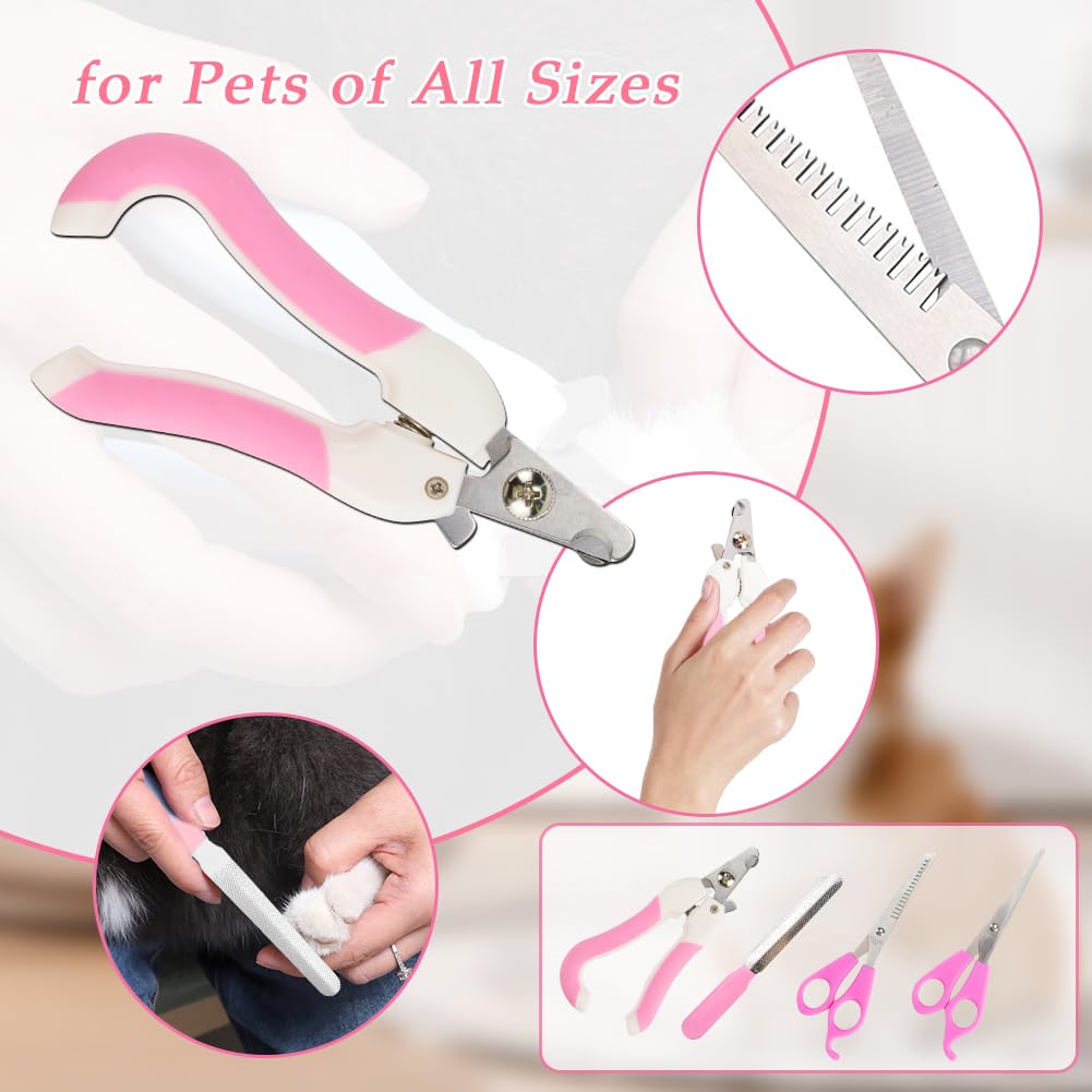 Dog Grooming Brush Shedding Kit, 10 Pcs All In One Pet Self Cleaning Kit with Slicker Brush, Deshedding Tool, Dog Grooming Scissors, Pet Nail Clippers and File for All Breeds of Dogs and Cats