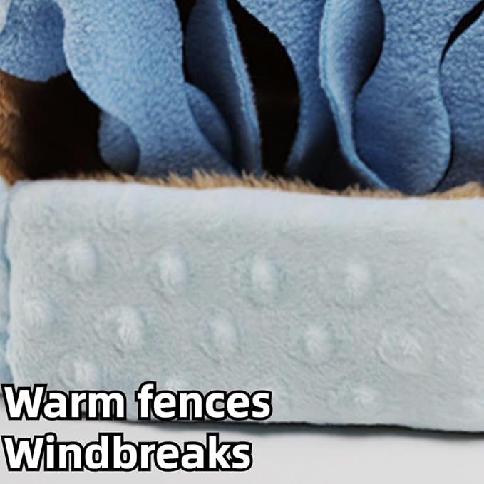 Warm Plush Guinea Pig Hut Habitat Hedgehog Hideout Rat House for Small Animal Rabbit,Washable Chinchilla Hamster Bed Cozy Nest Cage Accessories (Blue,X-Large)