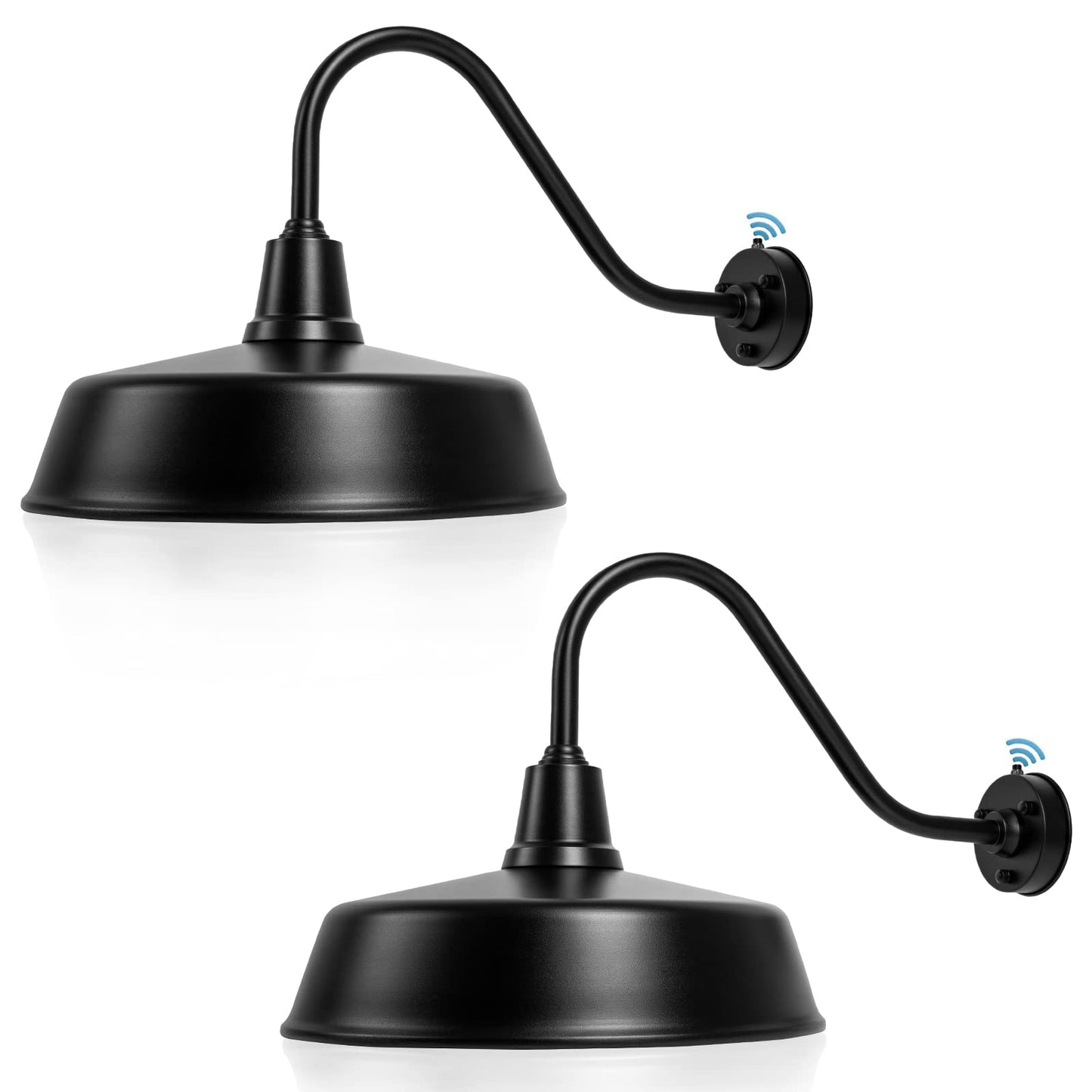 Naurham 24 inch Barn Lights Outdoor Gooseneck Lighting, Dusk to Dawn Black Exterior Barn Lights, Farmhouse Wall Lighting Fixtures with Sensor for Porch Garage (2, 24" Diameter)