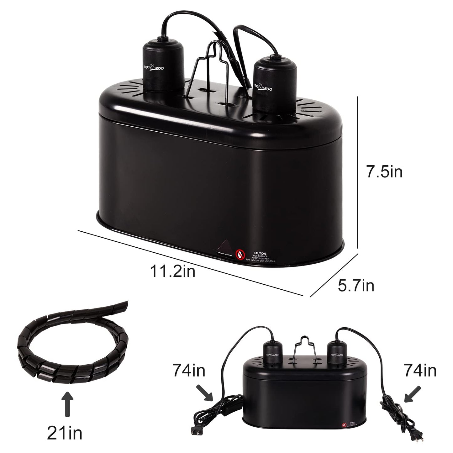 REPTI ZOO Reptile Dual Lamp Fixture Heat Lamp Bulb Combo Pack Includes 100W UVA Daylight Heating Lamp and 100W Infrared Heat Emitter Infrared Basking Spot