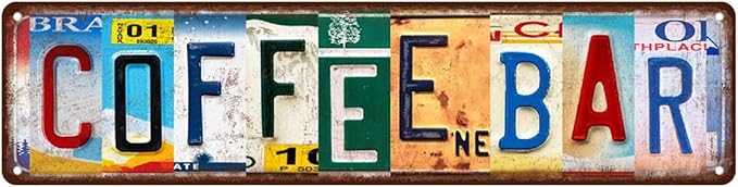 Vintage Coffee Bar Metal Tin Signs Street Signs Home Coffee Bar Wall Decor 16 x 4 Inches