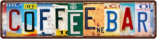 Vintage Coffee Bar Metal Tin Signs Street Signs Home Coffee Bar Wall Decor 16 x 4 Inches