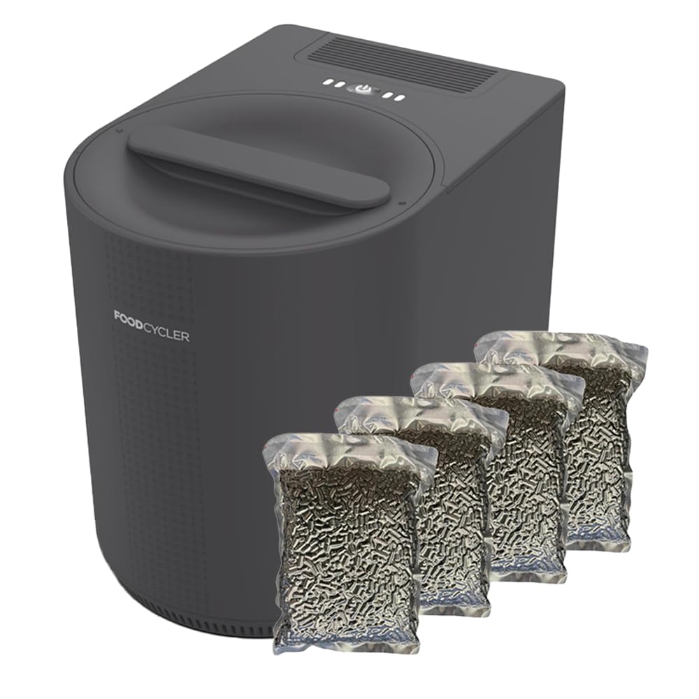 FoodCycler Eco 3 Food Waste Recycler with 4-Pack Carbon Filters – Kitchen Countertop Composter Alternative with Odor Control – Compact, Efficient, Easy to Maintain
