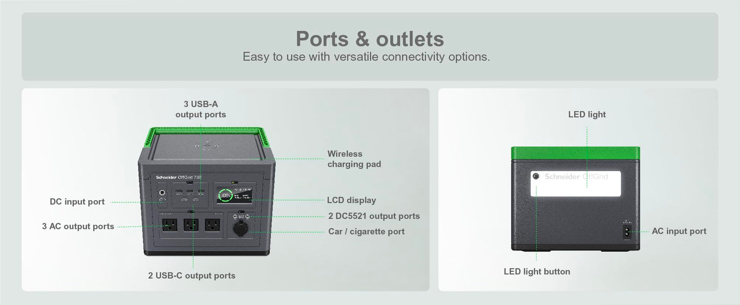 Schneider OffGrid Bundle with a 300W Portable Power Station (PPS330), and a 100W All-in-One Solar Panel and Carrying Case (PSP100)