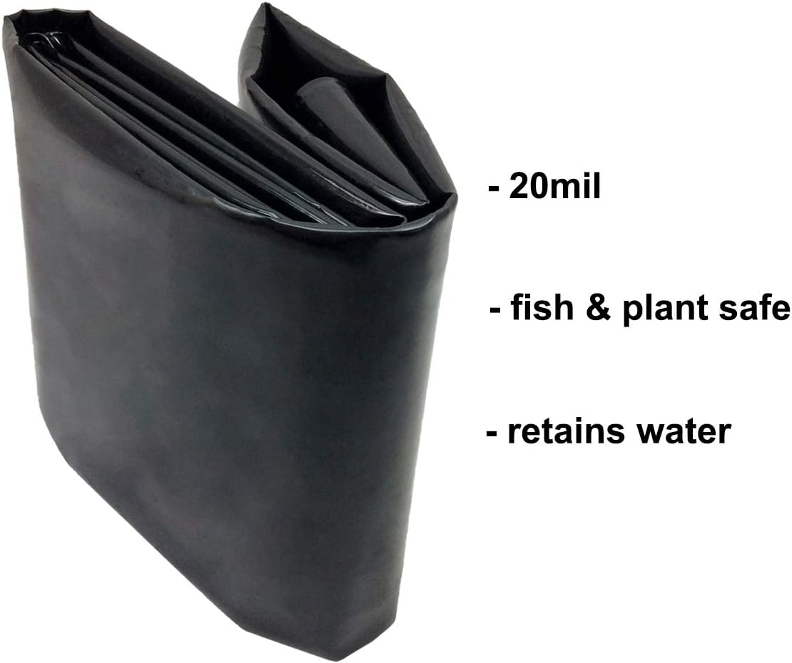 UWIOFF Pond Liner, 20 Mil 7 x 10 Feet Pond Liners for Outdoor Ponds, Black HDPE Fish Pond Liner for Koi Ponds, Streams Fountains and Garden Waterfall