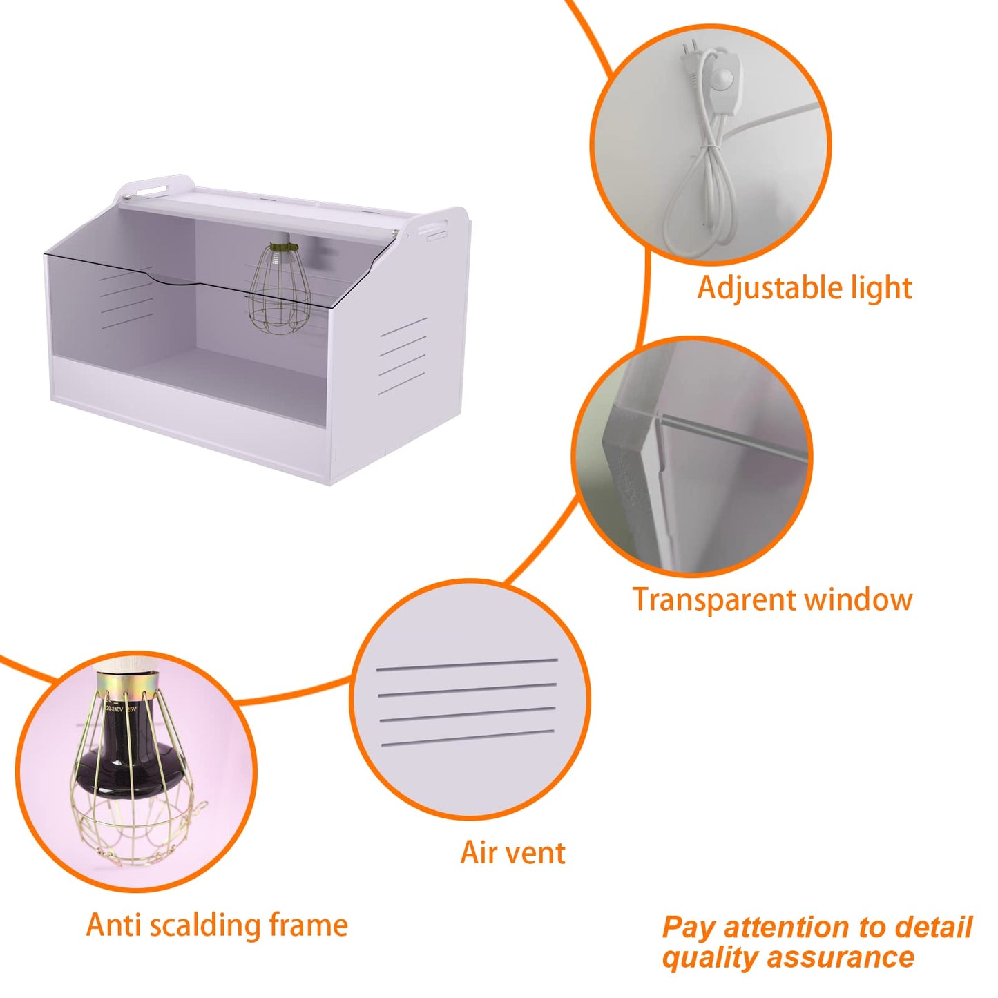 Meuiosd Chick Brooder Box with Heat Lamp - Suitable for Chicks, Ducks, Parrots & Lizards (19" X 12" X 12")