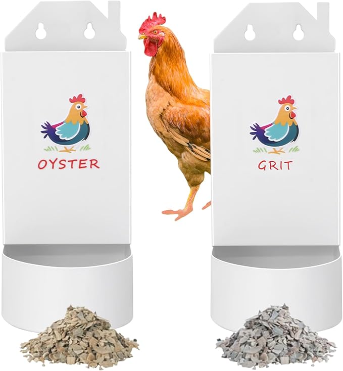 Chicken Grit and Oyster Shell Feeder,Metal Automatic Chicken Feeder,Chicken coop Accessories Poultry feeders, Suitable for Quail, Pigeons, Doves, Chicks, and Adult Chickens（2 Pcs）