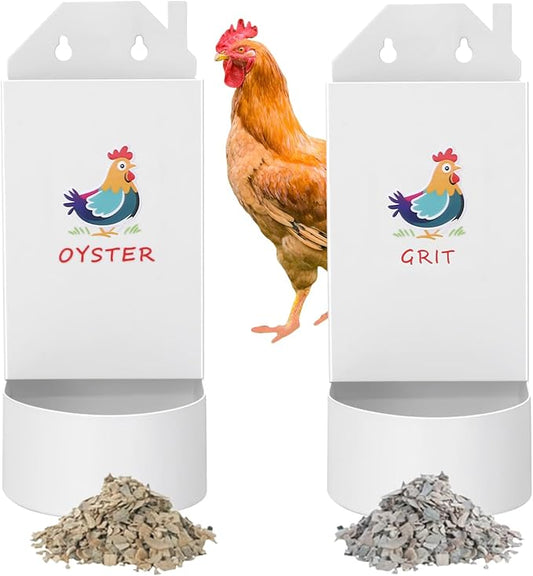 Chicken Grit and Oyster Shell Feeder,Metal Automatic Chicken Feeder,Chicken coop Accessories Poultry feeders, Suitable for Quail, Pigeons, Doves, Chicks, and Adult Chickens（2 Pcs）