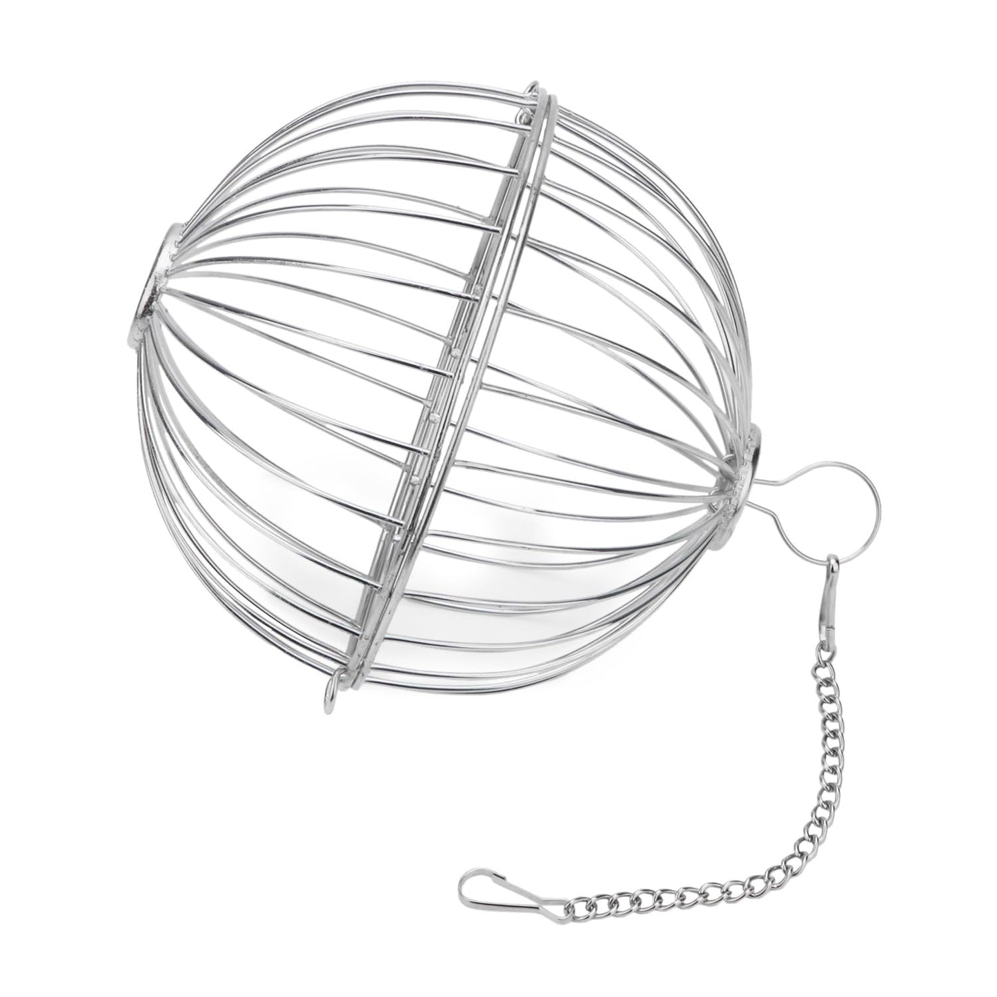Rabbit Hay Ball Stainless Steel Hanging Feed Dispenser for Bunny Hamster Guinea Pig Rat Chinchilla (A: 5.11inch, Silver)