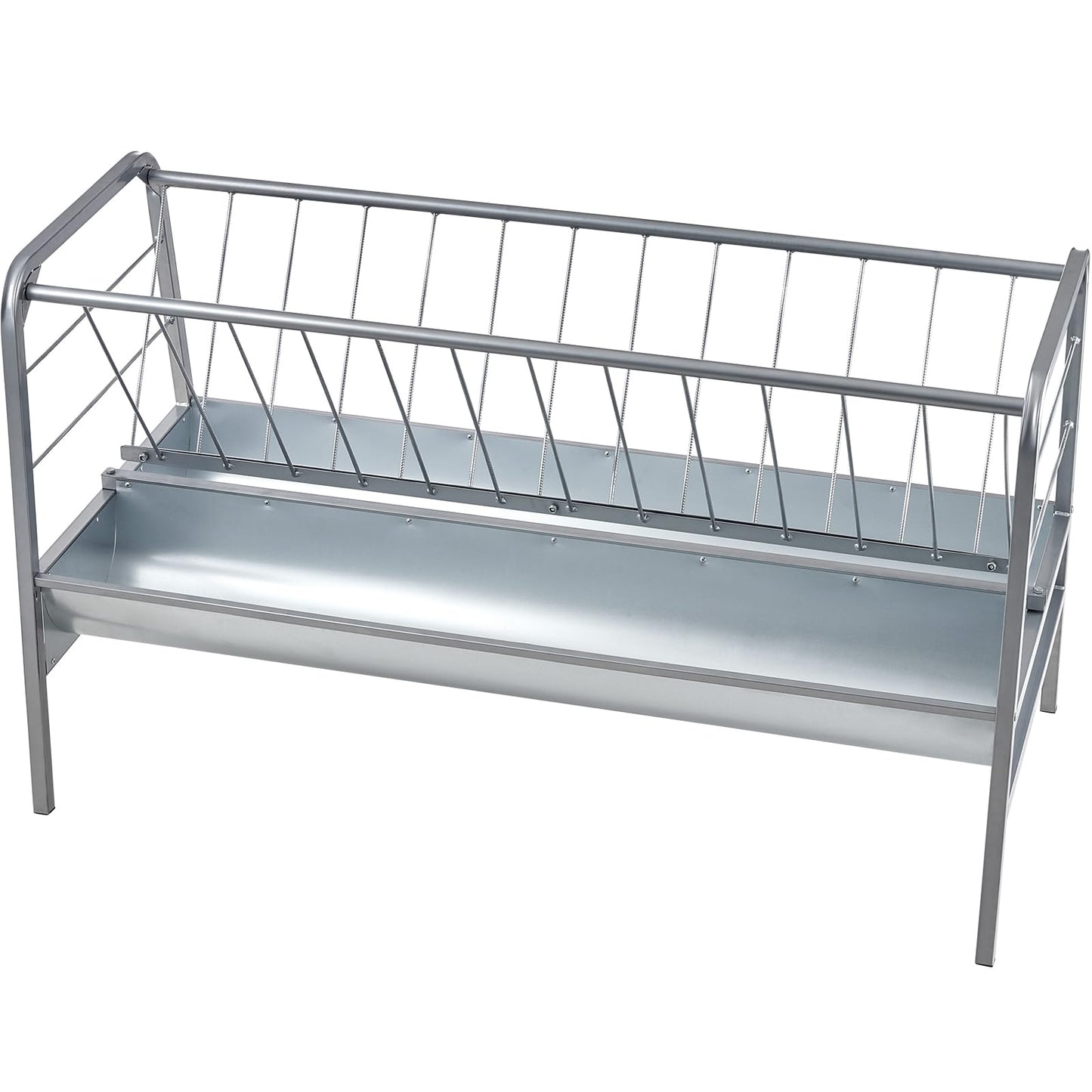 VEVOR 2 in 1 Livestock Hay Feeder, 80-Gallon Capacity, 59" Long Goat Hay Feeder with Deeper Feeding Pan, Heavy Duty Steel for Sheep Farms Sheds