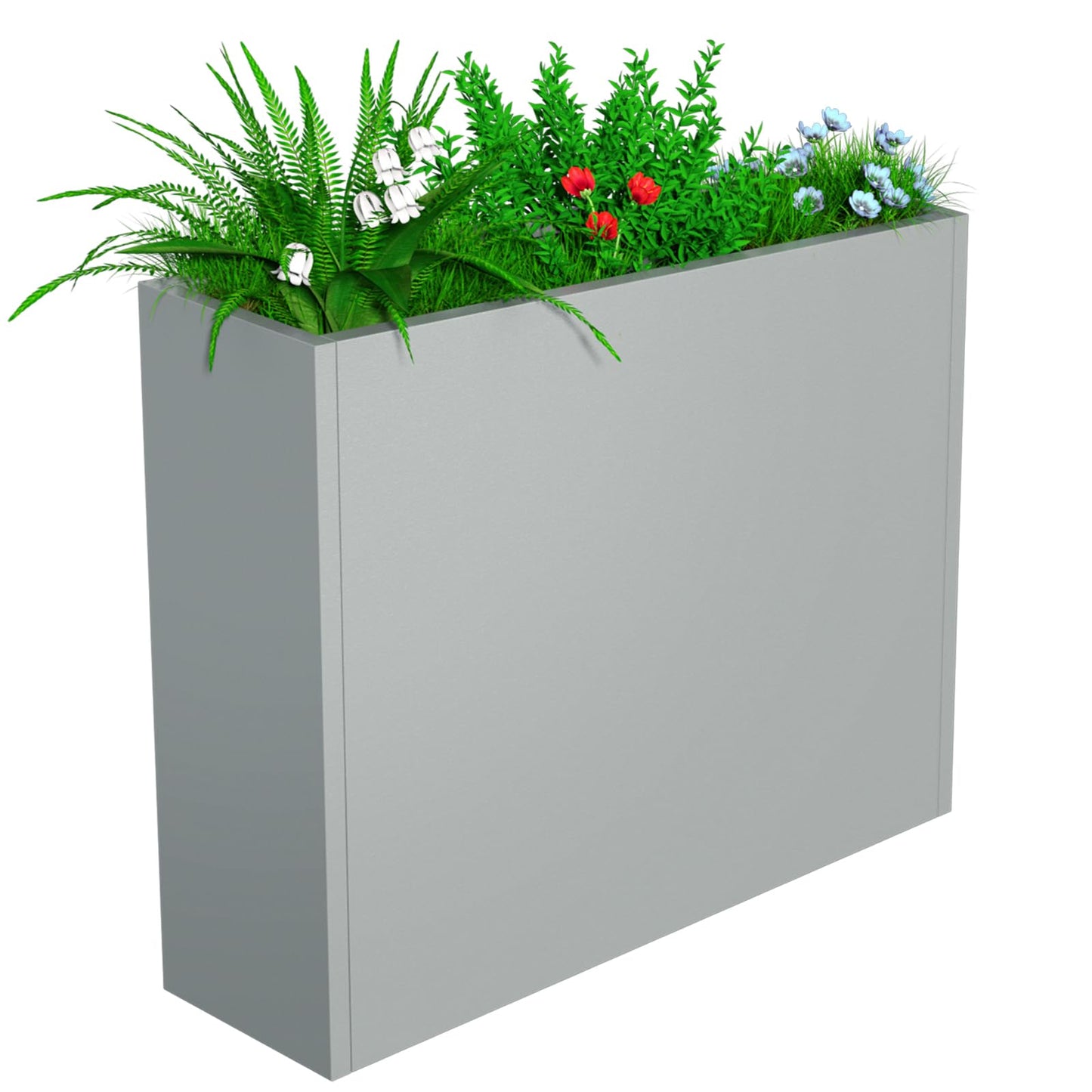 Metal Planter for Outdoor, 38" L x 10" W x 30" H Large Rectangular Planter Box with Drainage & Adjustable Shelf, All-Weather Modern Durable Decor for Patio, Garden, Balcony (Gray)
