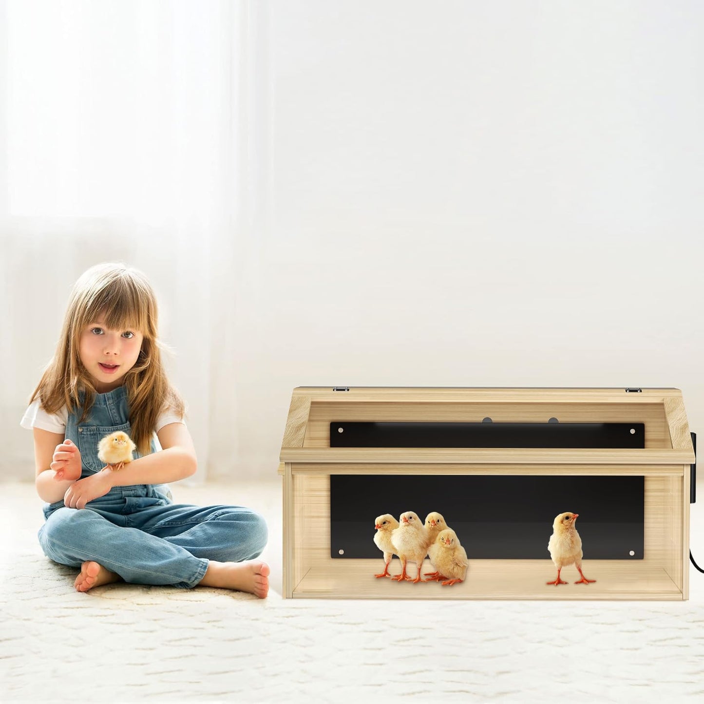 EVERYGROW Brooder Box for Chicks, Chicken Brooder Box with Thermostat & Heating Plate, brooder House for Chicks with Heat, Baby Chicken cage Quails Hamsters for 30 Chicks,31.5"*15.7"*15.7"