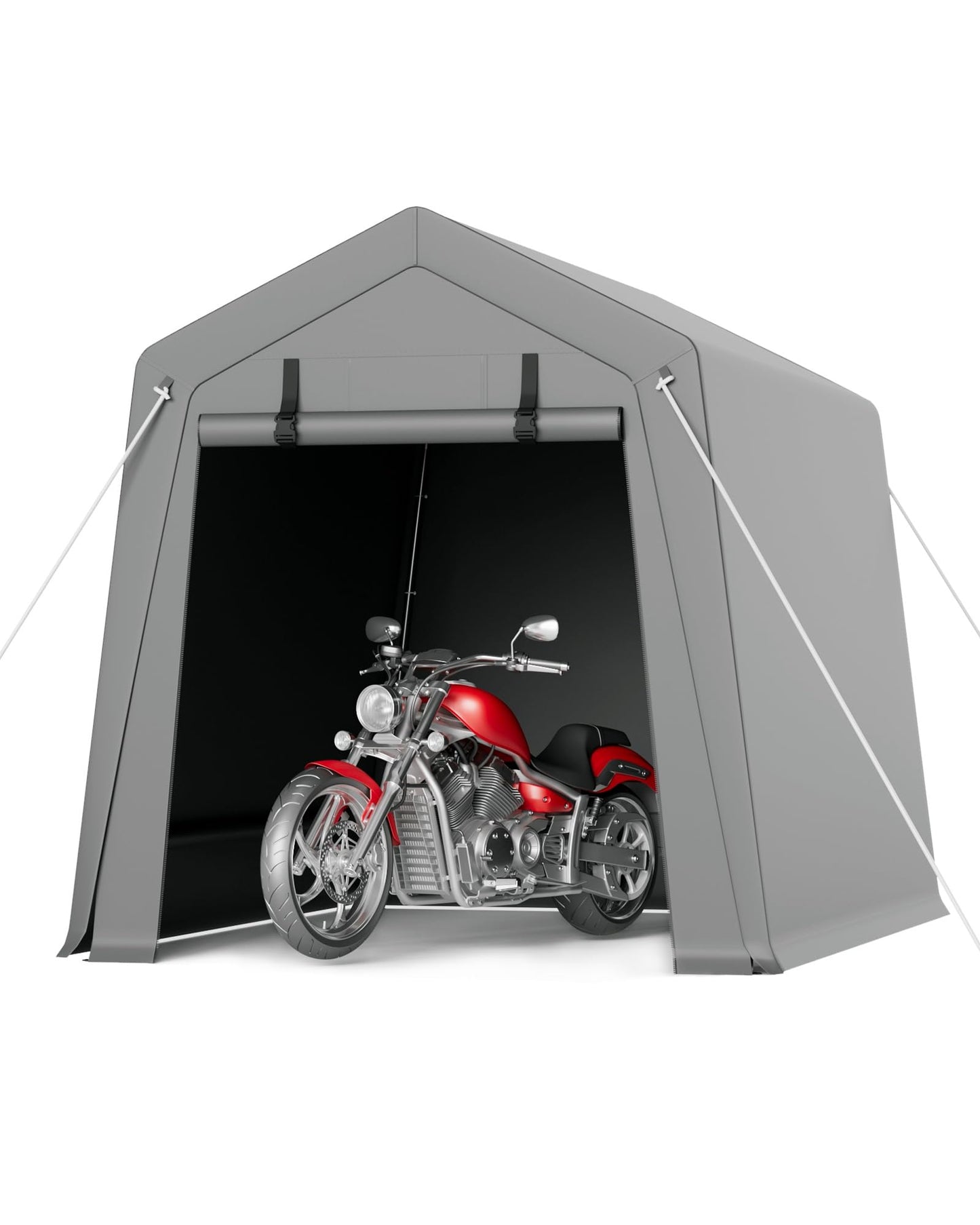VerisShade 6 x 8 ft Carport Storage Shed, Shelter Logic with 2 Roll-up Zipper Door, Heavy Duty Waterproof Tarp, Storage Tent for Motorcycle, Bike, Garden Tools, Firewood