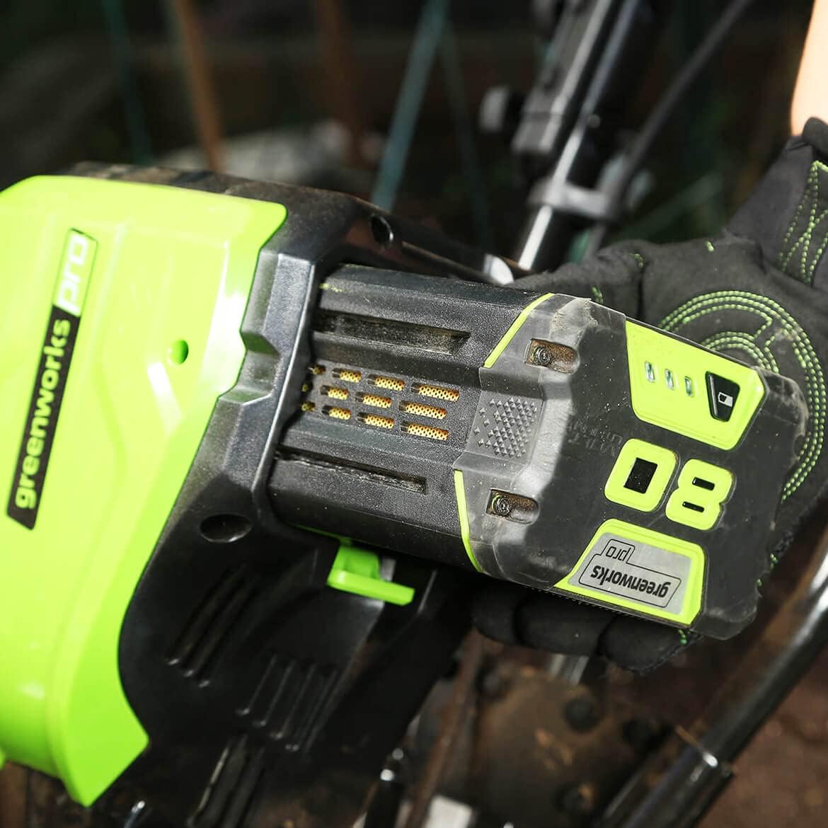 Greenworks Pro 80V 10 inch Cultivator with 2Ah Battery and Charger, TL80L210, Black And Green