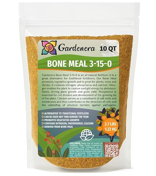 𝐁𝐄𝐒𝐓𝐒𝐄𝐋𝐋𝐄𝐑 Organic Bone Meal Fertilizer by Gardenera (4-12-0 NPK) All-Natural Plant Food Source of Nitrogen and Phosphorus for Bulbs, Gardens, Potted Plants, Trees, and Shrubs - 10 QUARTS