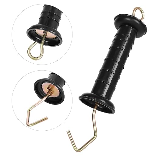 10 Pack Plasitc Electric Fence Gate Handles Insulators Ranch Fences Accessories, Simple Tension Gate Handle with Spring for Electric Fence, Black