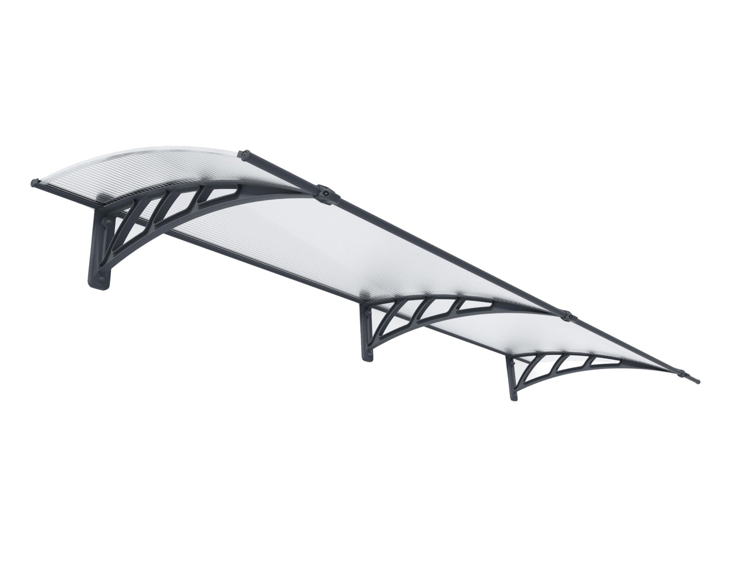 Palram - Canopia Neo 2700-9' x 3' Window & Door Awning for Door Entrance, High-End Polycarbonate Patio Canopy with Clear Panels, UV Protection, Modern Gray Metal Frame, Weather Resistant Overhang
