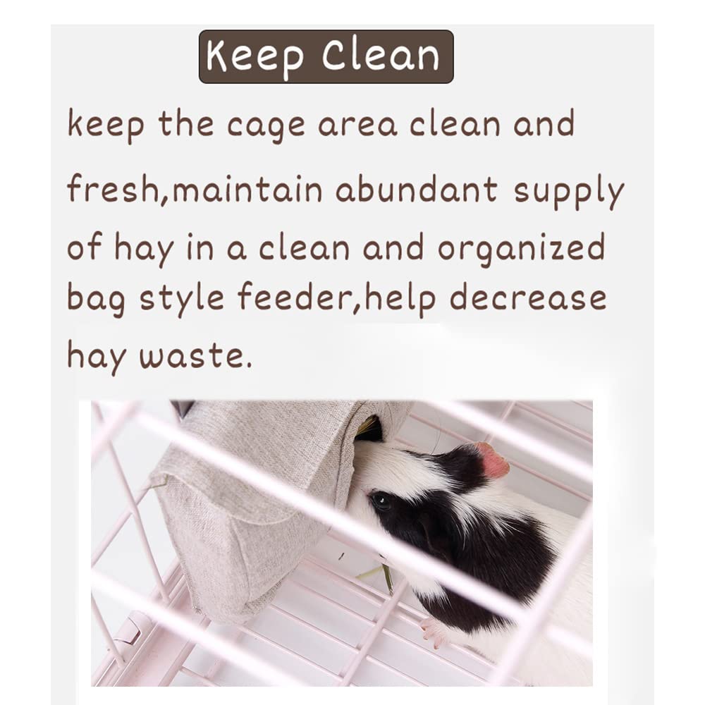 Rabbit Grey Sack Hay Bag Feeder Storage - Multipurpose for Chinchillas, Hamsters, Guinea Pigs & Small Animals