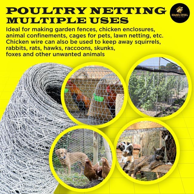 Chicken Wire 12 in x 100 FT x 2” Mesh x 20GA | Poultry Wire Netting | Hot Dipped Galvanised | Hexagonal Galvanized Mesh for Chicken Coop, Rabbit Cage, Fence Barrier PM12x100x2