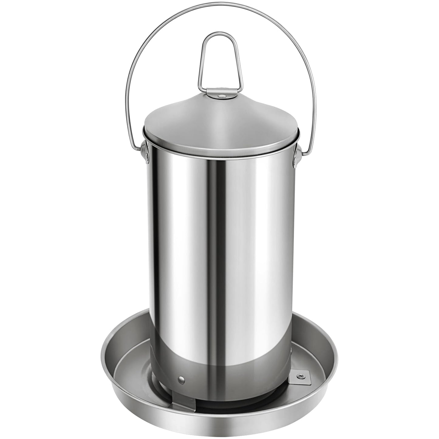 RYFT Automatic Chicken Feeder 3KG/6.6lbs, Stainless Steel Poultry Feeder, Heavy Duty Thickness 0.035 in / 0.9 mm, with Handle, Top Filled, Durable and Rust Resistant