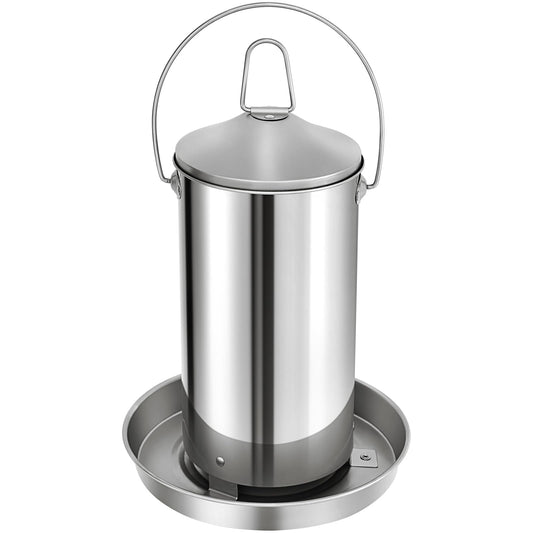 RYFT Automatic Chicken Feeder 3KG/6.6lbs, Stainless Steel Poultry Feeder, Heavy Duty Thickness 0.035 in / 0.9 mm, with Handle, Top Filled, Durable and Rust Resistant