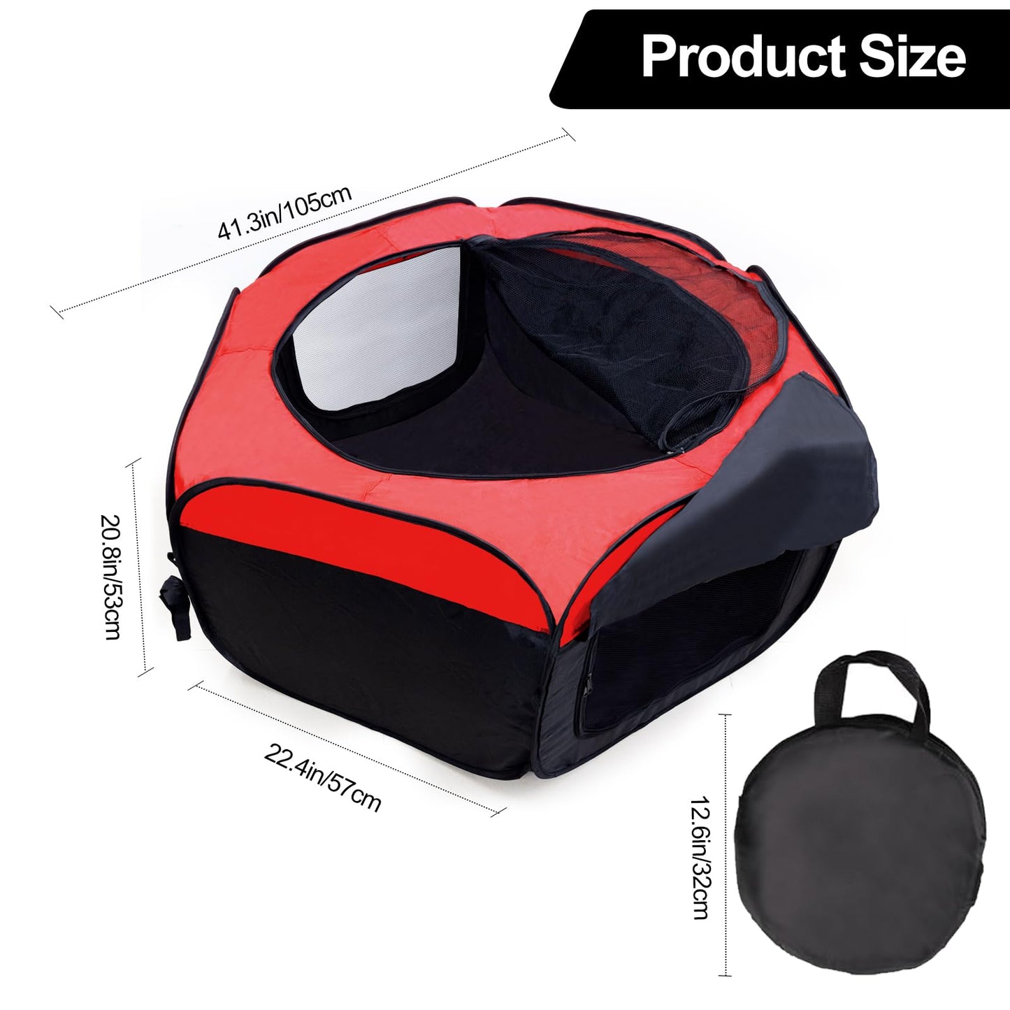 Chick Brooder Box-Chicken Brooder Playpen/Tent with Dual Door, Pop-Up Brooder Box Perch Up to 17 Baby Chick, Kit with Storage Bag, Top Cover, Fixed Pegs, Waterproof Mat(Red and Blue Randomly)