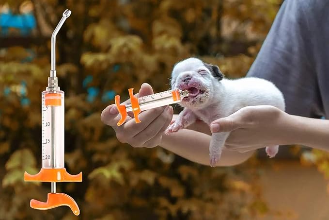 1 Pcs Goats Feed water filler, Drench Nozzle, Reusable, Adjustable Dosage, for Cattle, Sheep, Goats, Horse, Pig, Dog Supplies (Orange 20ml)