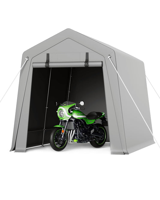 VerisShade 7 x 10 ft Carport Storage Shed, Shelter Logic with 2 Roll-up Zipper Door, Heavy Duty Waterproof Tarp, Storage Tent for Motorcycle, Bike, Garden Tools, Firewood