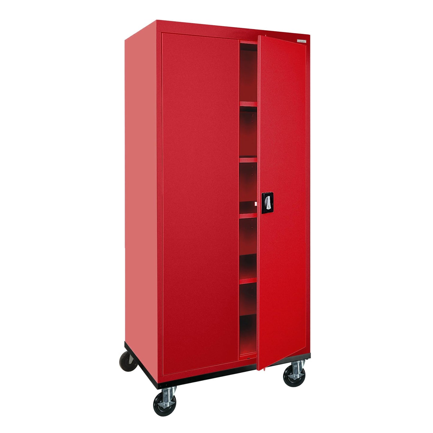 Sandusky Lee TA4R362472-01 Transport Series Mobile Storage Cabinet with Wheels, Adjustable Shelves, 230lb Capacity, 24" Depth x 36" Width x 78" Height, Red