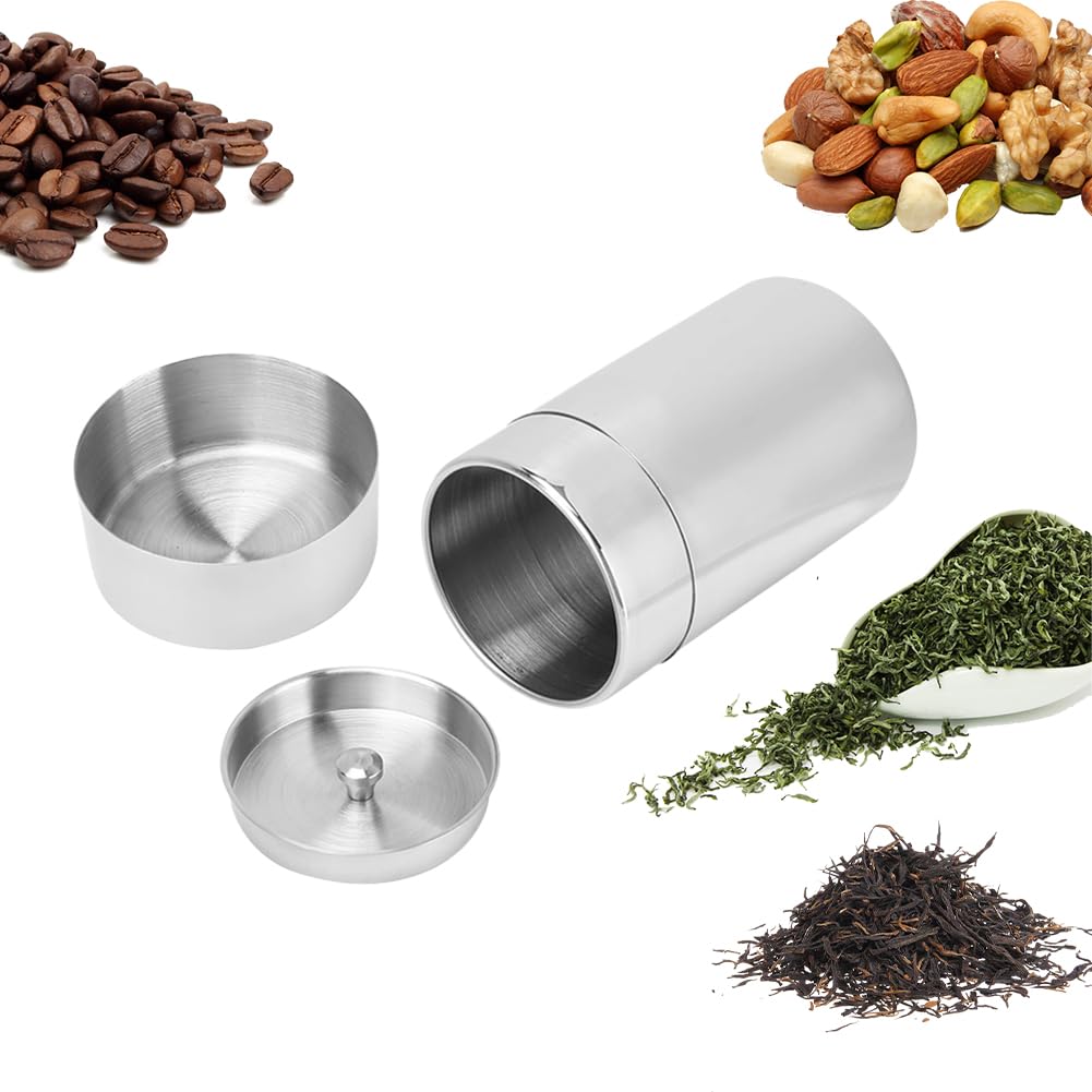 Joyzan Stainless Steel Tea Canister, Airtight Tea Tin Storage Container Loose Coffee Beans Bags Jar Sugar Kitchen Counter Pantry Seasoning Candy Herbs Spices Flour Rice Pasta Food Powder Grains 400ML